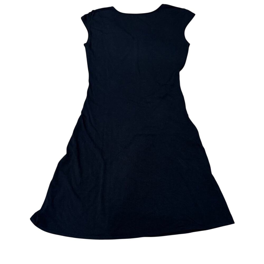 Athleta Vneck tshirt Tank mini dress Black Large zip pockets A-line sleeveless